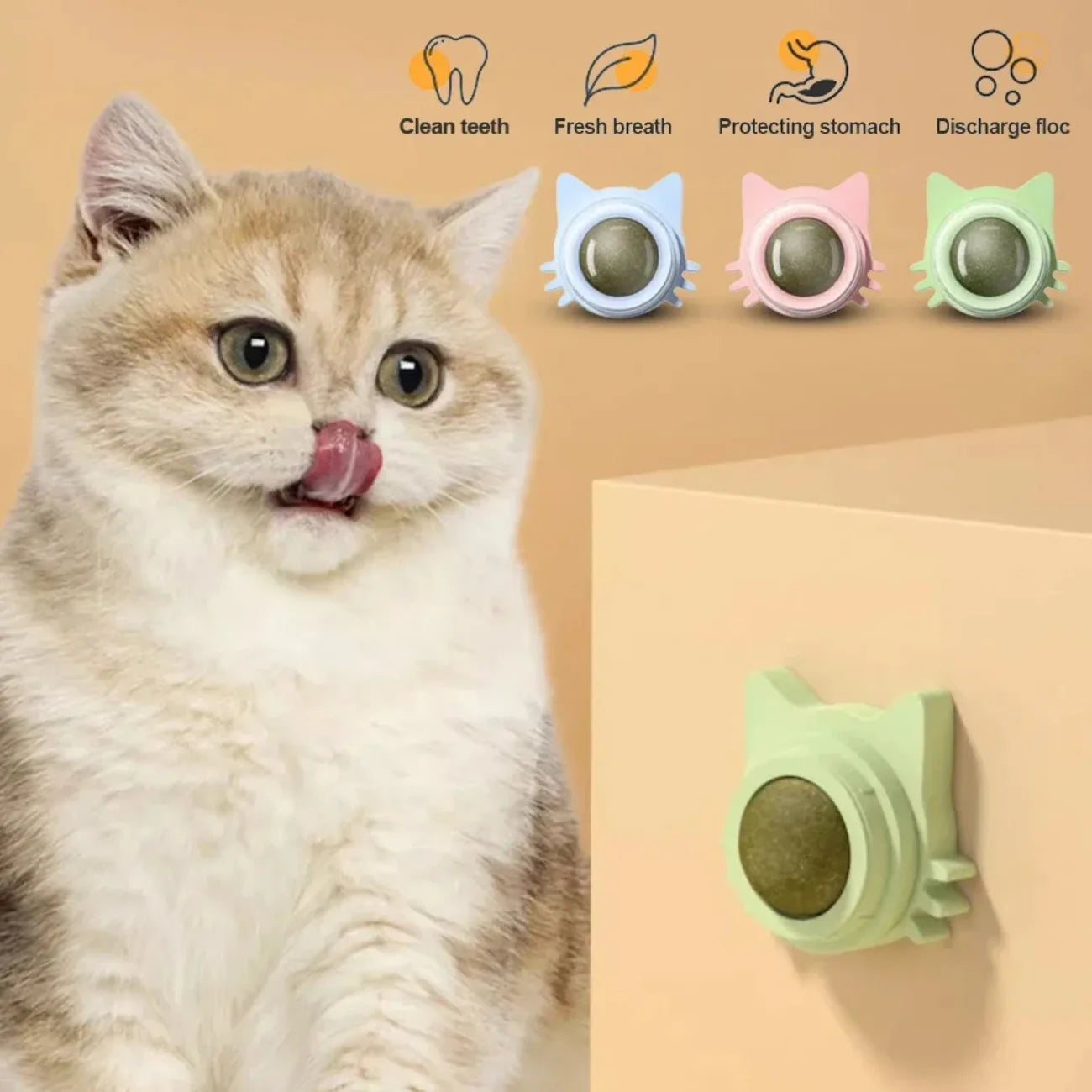 Interactive Catnip Lollipop for Cats – Natural Dental Care Treat on a Stick, Wall-Mountable for Play & Digestive Support