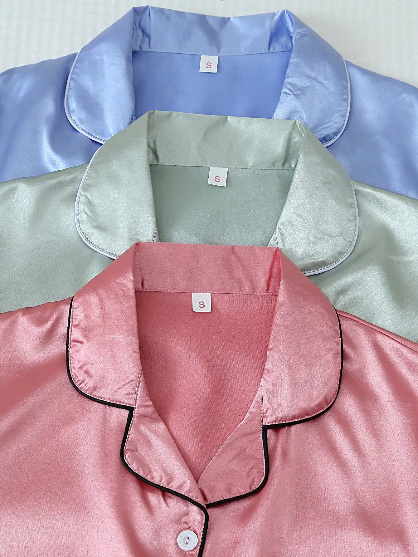 3-Piece Satin Pajama Set: Short Sleeve Button-Up Top & Bowknot Shorts for Women
