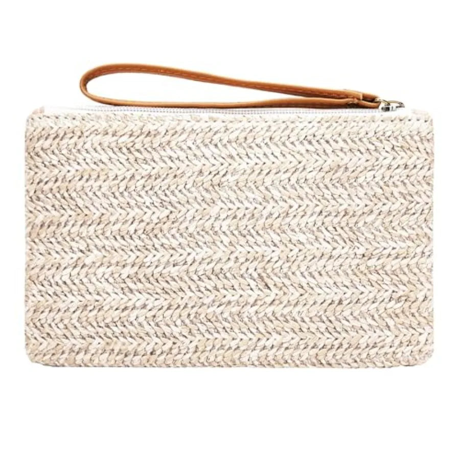 Beurlike Straw Clutch Purses for Women Beach Wristlet Wallet Small Cross body bag for Girls