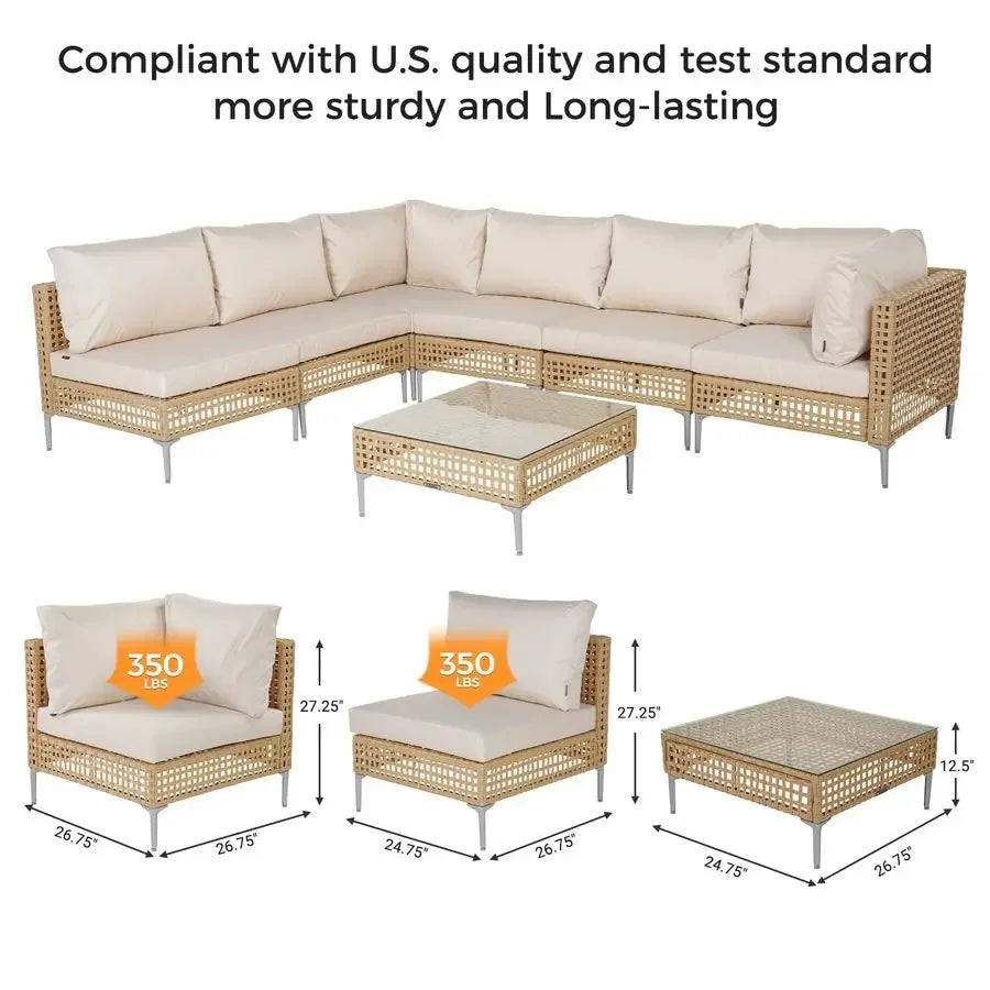 XMSJ Wicker Patio Furniture Set Outdoor Conversation Sofa