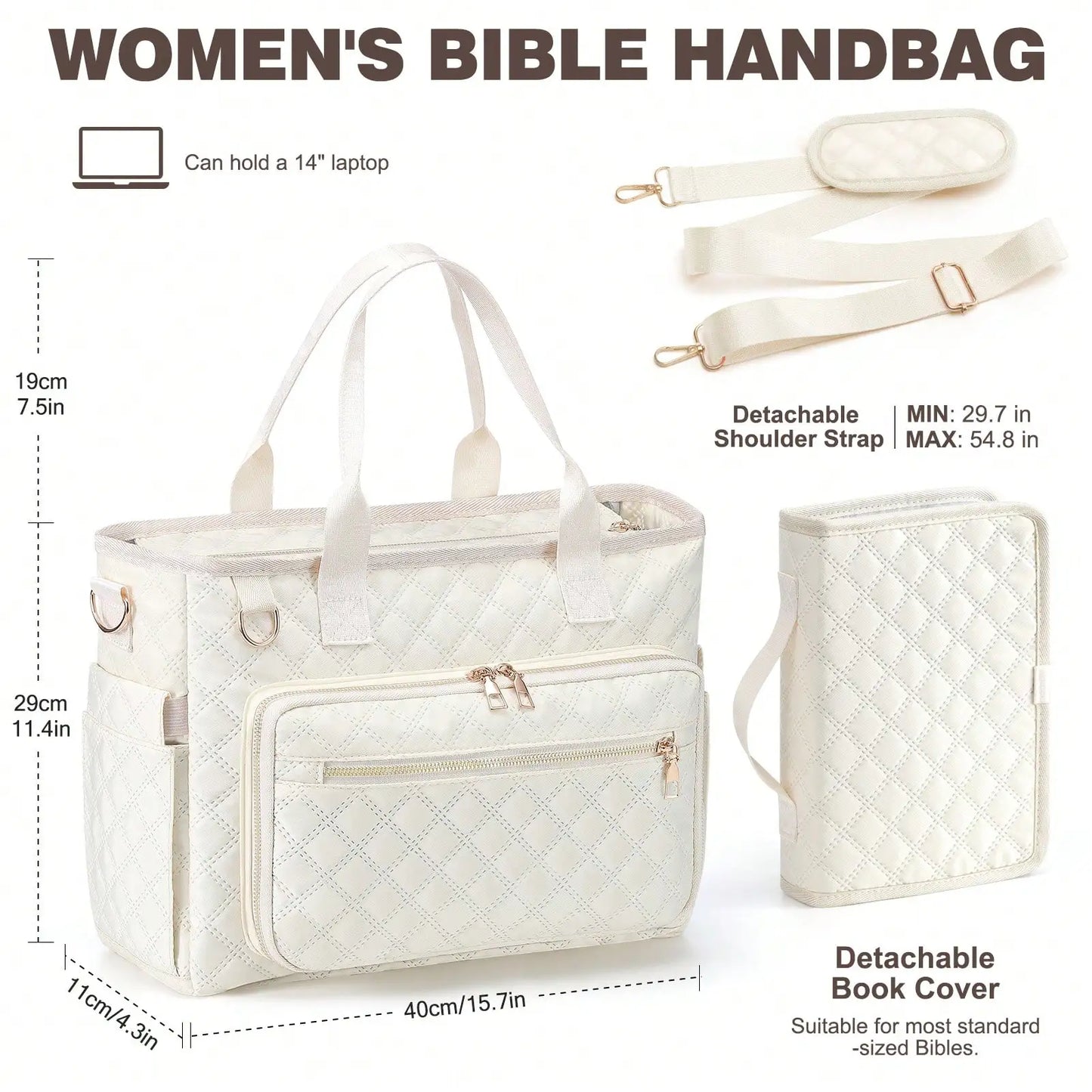 2pcs Teacher Tote Bag Bible Tote Bag With Bible Cover Case & Purse,Women Work Bag Laptop Tote Nurse Bag Professional Computer Me
