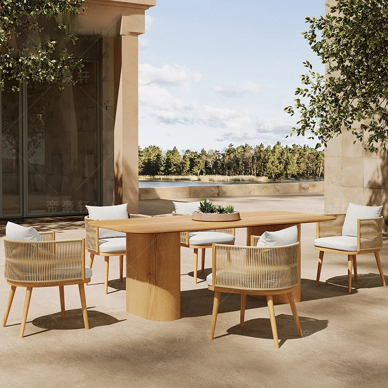 Designer Soild Wood Garden Sets Veranda Quality Lounge Waterproof Patio Set Table And Chairs Nordic Meble Ogrodowe Furniture