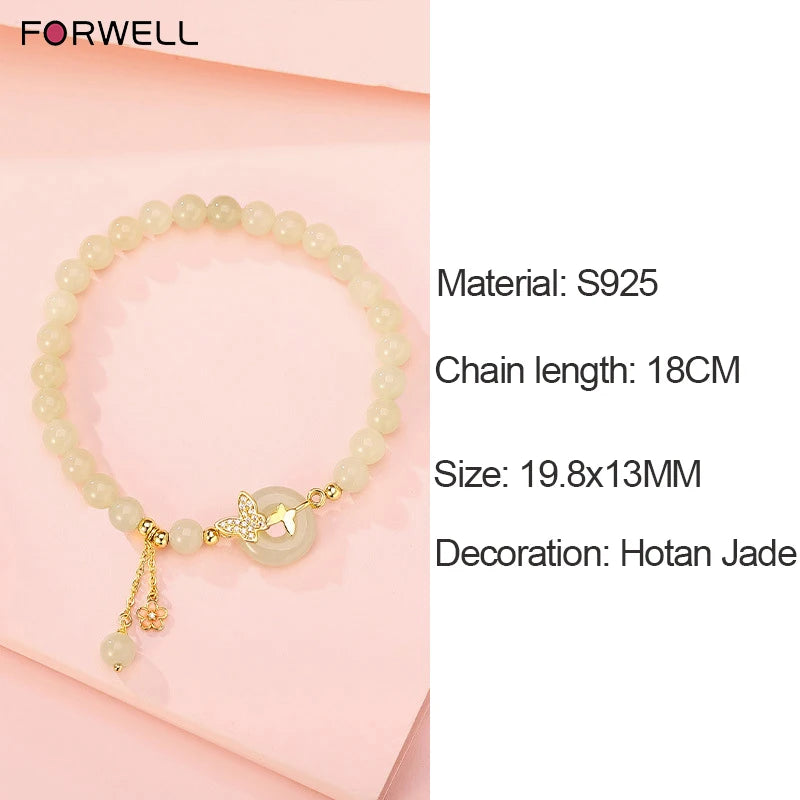 FORWELL Natural Hetian Jade Bracelet Women's Jadeite Green Real Fashion Accessory Gift Bead Dropshipping Jewelry
