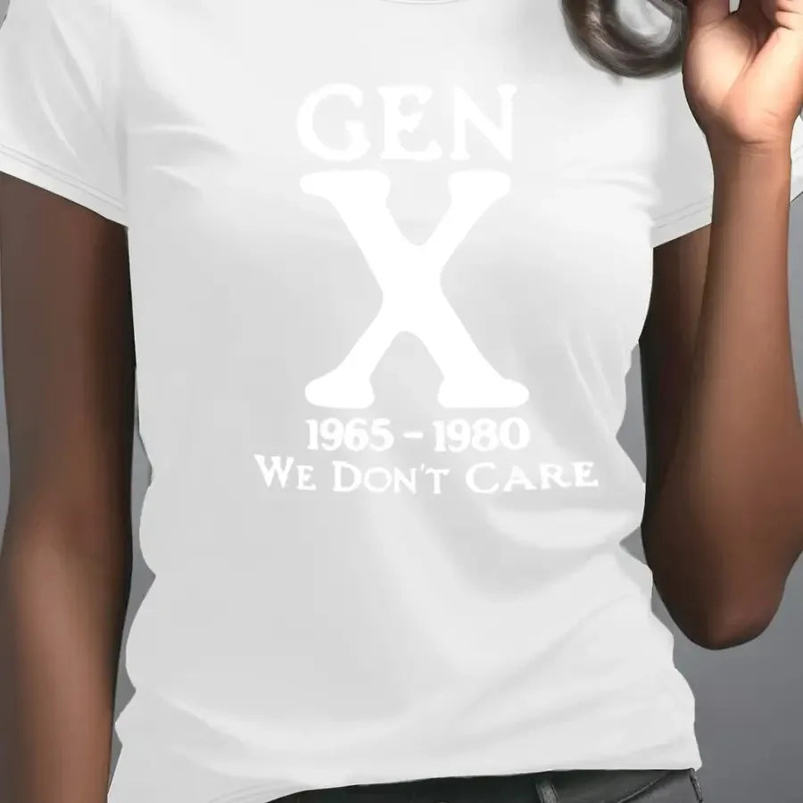 【New Arrival】Gen X 1965-1980 "We Don't Care" Retro Generation X Graphic T-Shirt Casual Tee