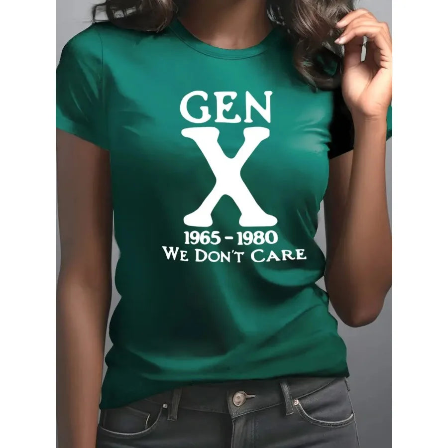 【New Arrival】Gen X 1965-1980 "We Don't Care" Retro Generation X Graphic T-Shirt Casual Tee