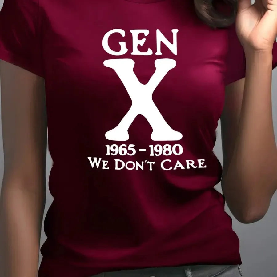 【New Arrival】Gen X 1965-1980 "We Don't Care" Retro Generation X Graphic T-Shirt Casual Tee