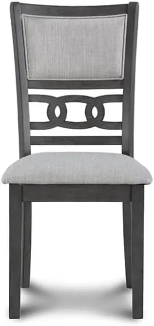 5-Piece Round Dining Set with Table and 4 Chairs, 47-Inch Gray Classic Furniture