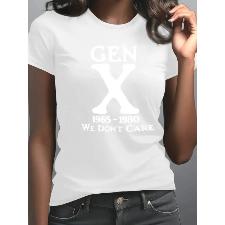 【New Arrival】Gen X 1965-1980 "We Don't Care" Retro Generation X Graphic T-Shirt Casual Tee