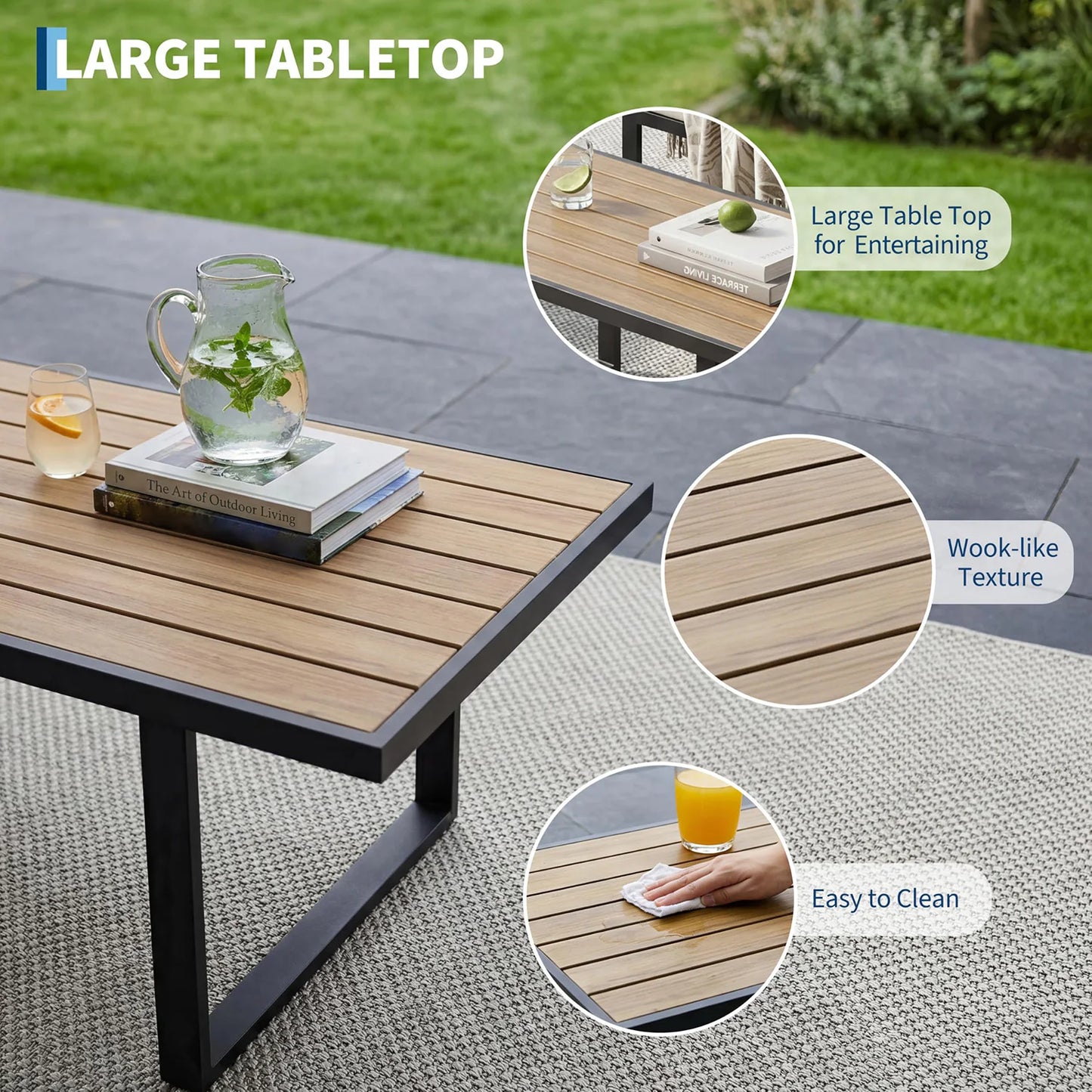HobbyLane Modern Four Piece Outdoor Sectional Sofa Set Coffee Table