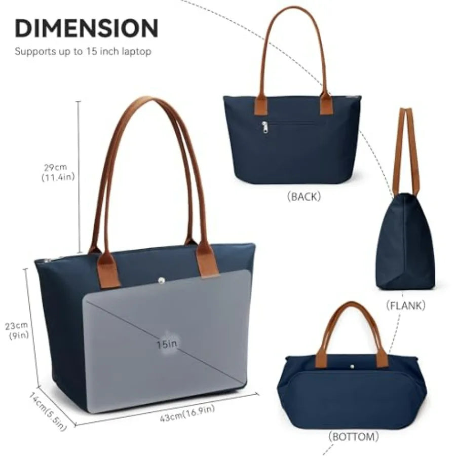 KALIDI Tote Bag for Women Nylon Top-Handle Purse, Large Capacity Shoulder Hobo handBag with Zipper Leisure Foldable Weekend
