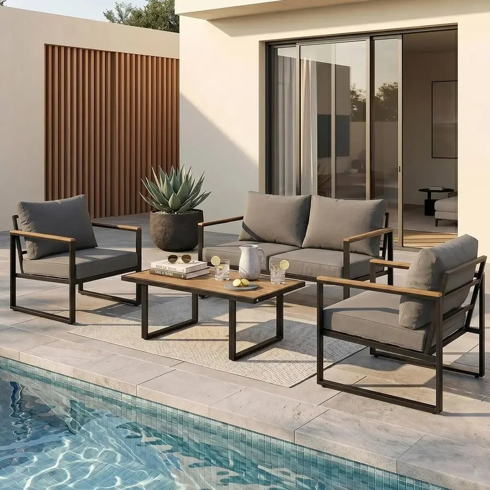 XMSJ Outdoor Patio Furniture Set With Coffee Table And Cushions