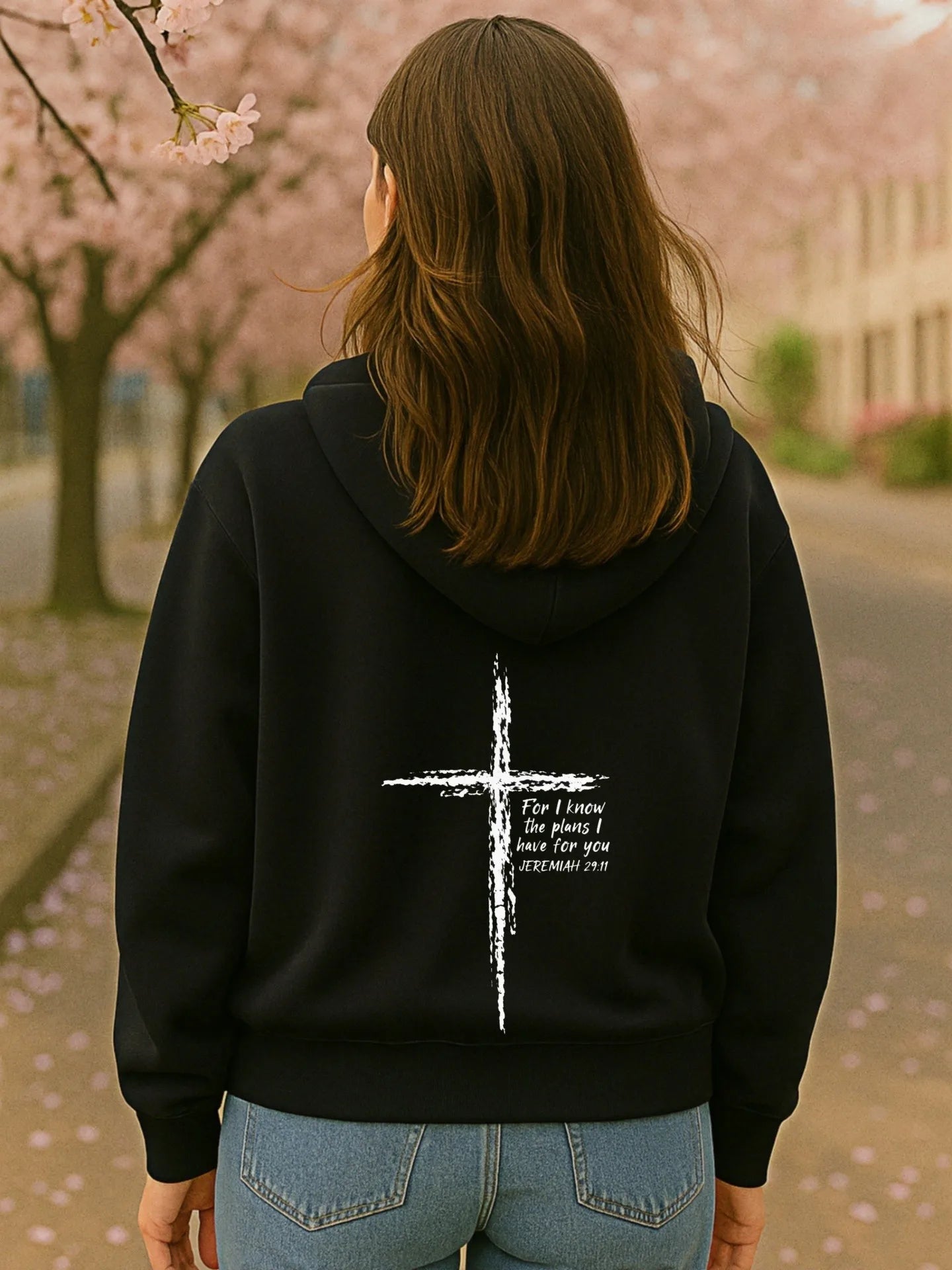 Graphic Hoodie Women, Cross - Print, Streetwear Aesthetic, Soft Fabric, Casual Everyday Wear, For Young Men