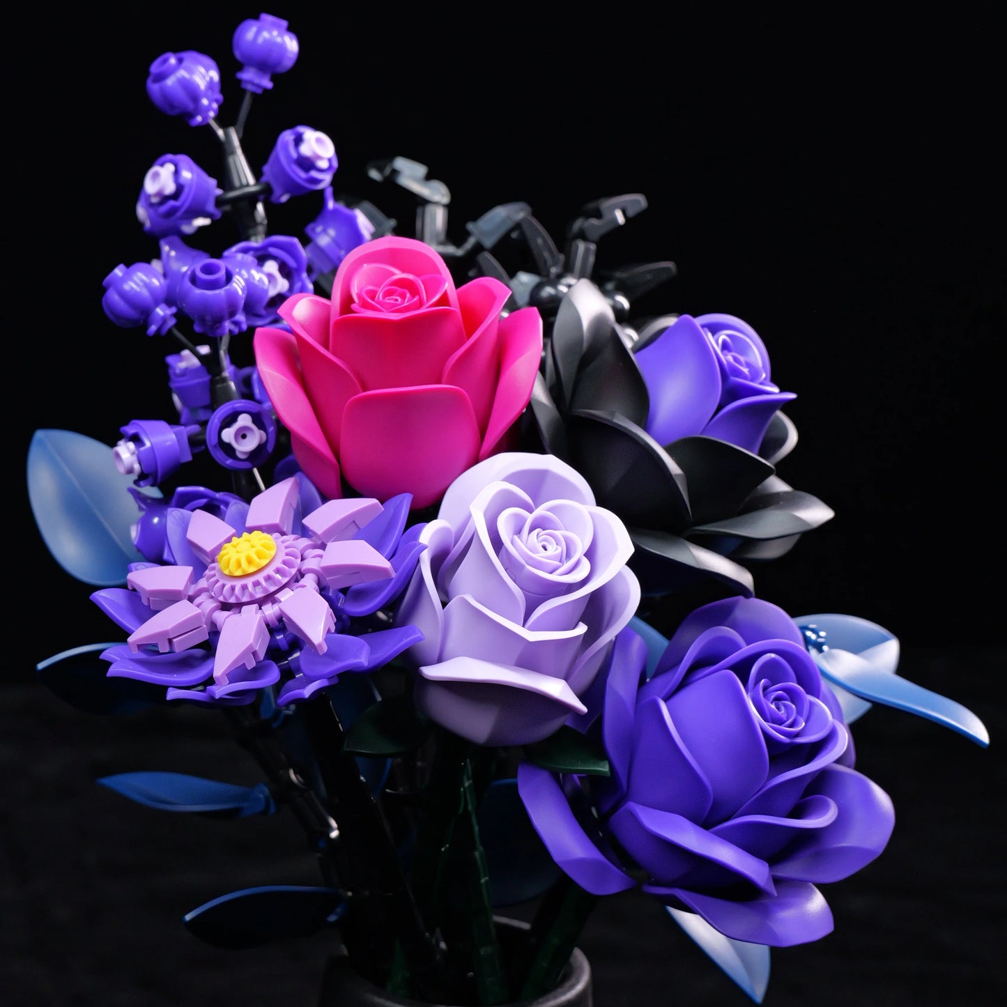 SupreOwls Bouquet Building Set Simulated Roses Artificial Flower Block Botanical Collection Gothic Decor Halloween Creative Gift
