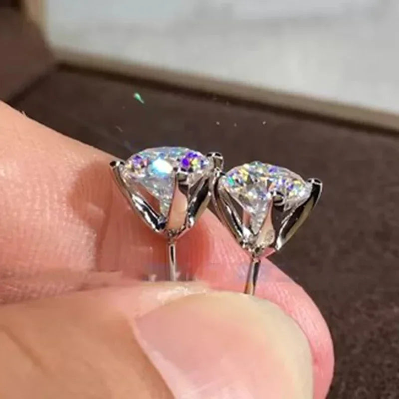 0.5-1 Carat D Color Moissanite Ear Stud Earrings for Women Girls 925 Sterling Silver Sparkling Piercing Earring Fine Jewelry