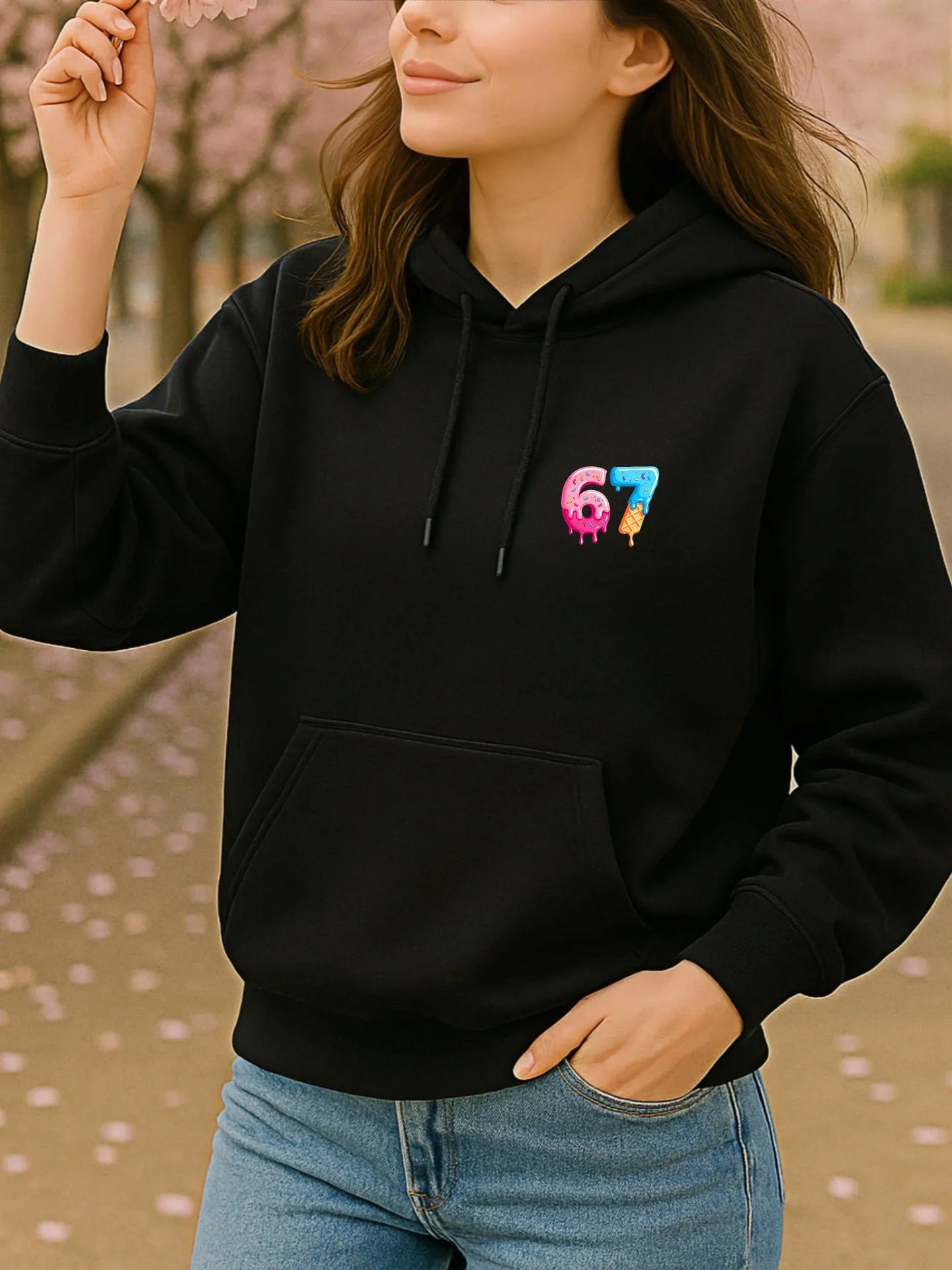 Graphic Hoodie Women, Letter Print, Casual Aesthetic, Fleece, Casual Everyday Wear, For Teens