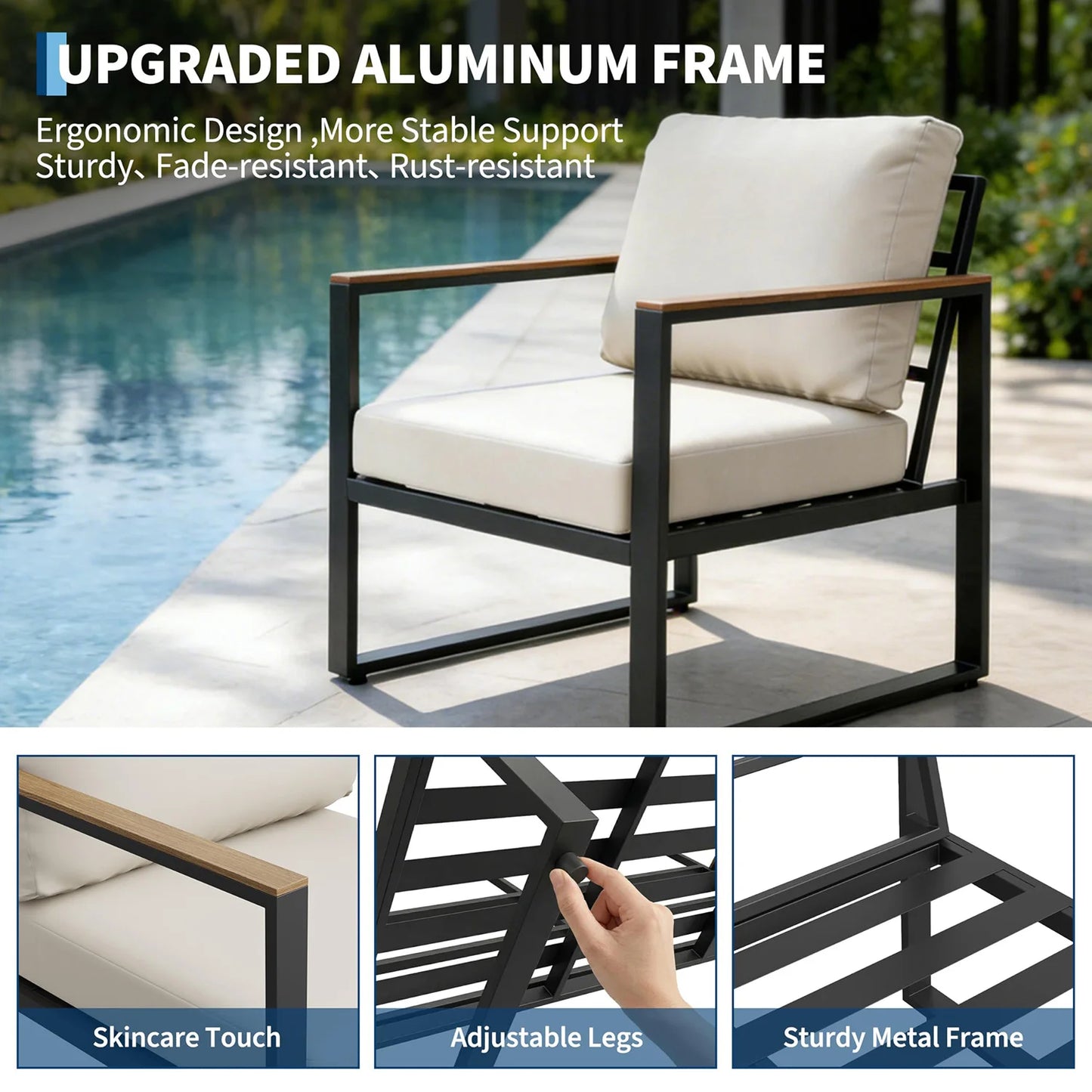 HobbyLane Modern Outdoor Sectional Set With Cushions And Coffee Table