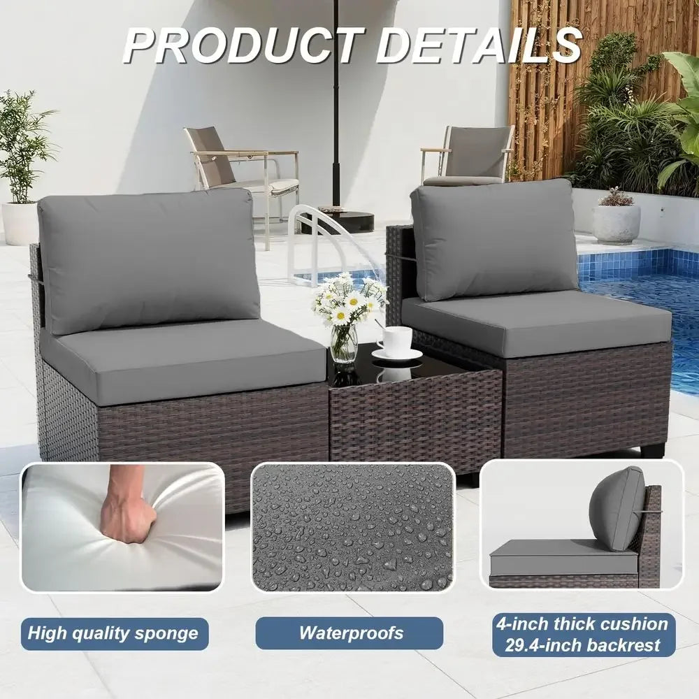 XMSJ 7 Piece Outdoor Patio Furniture Set With Coffee Table
