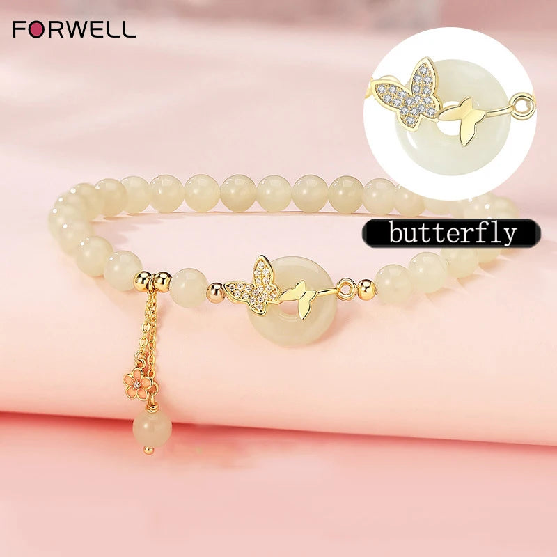 FORWELL Natural Hetian Jade Bracelet Women's Jadeite Green Real Fashion Accessory Gift Bead Dropshipping Jewelry