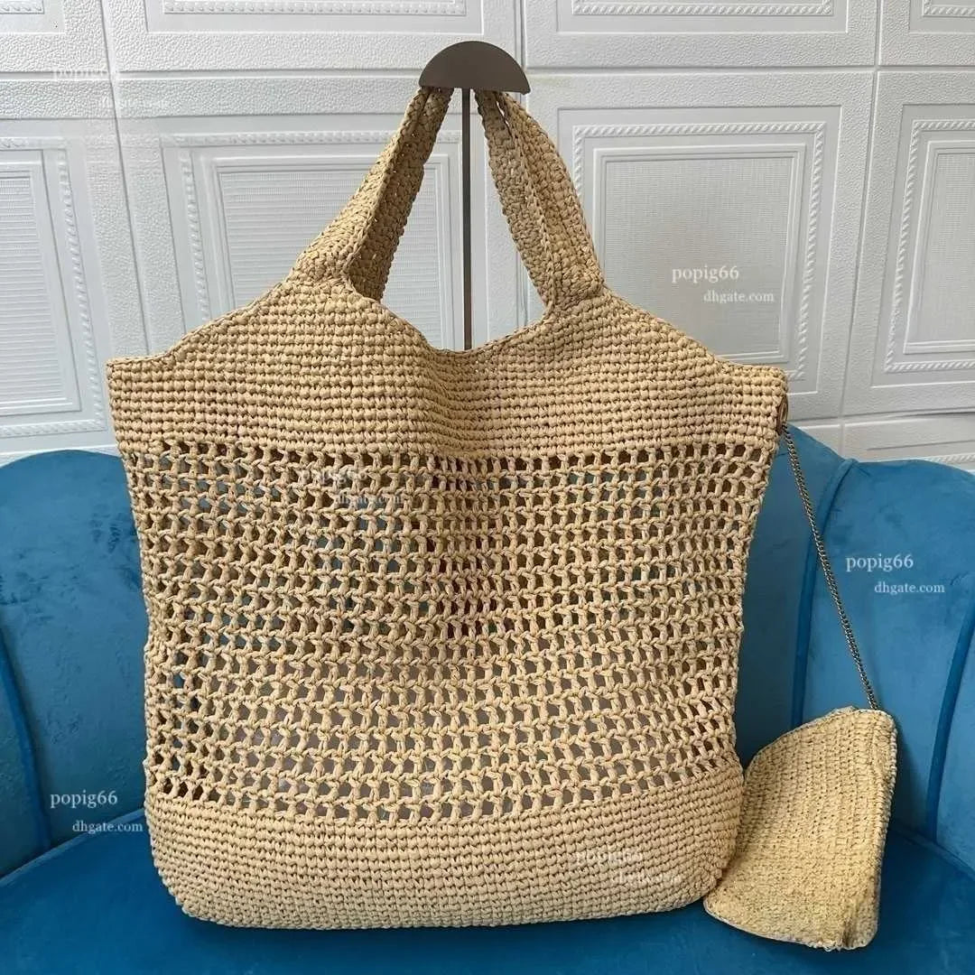 Icare Maxi Tote Evening Designer Women Luxury Handbag Raffias Hand-Embroidered Straw High Quality Beach Large Capacity Totes Sho