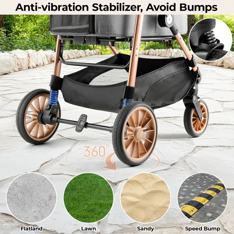 3-In-1 Pet Cart/One Folding Pet Cart, Suitable for Medium-Sized Dogs And Cats Weighing No More Than 55 Pounds, with Advanced Des