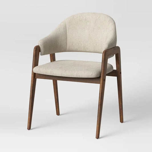 Open Back Upholstered Wood Frame Dining Chair Linen - Project 62