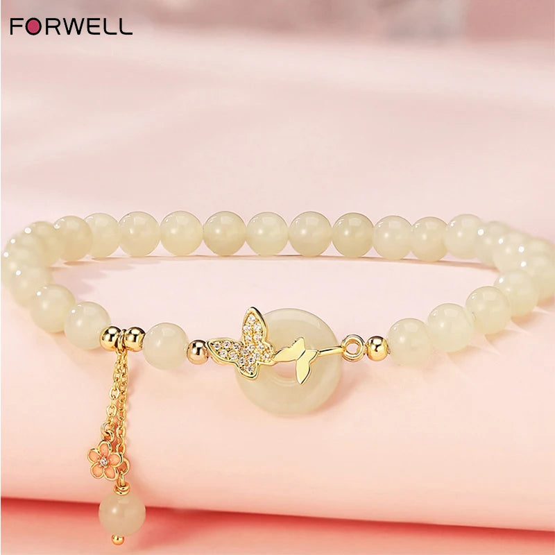 FORWELL Natural Hetian Jade Bracelet Women's Jadeite Green Real Fashion Accessory Gift Bead Dropshipping Jewelry