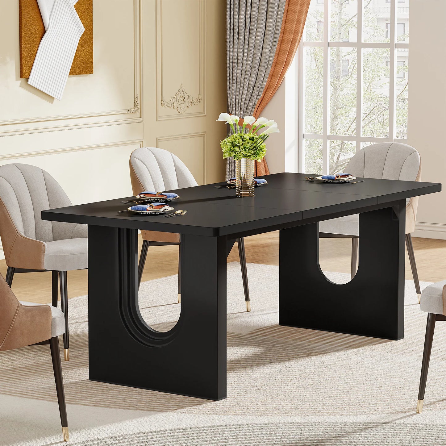 Tribesigns Modern Dining Table Durable For 6 To 8 People