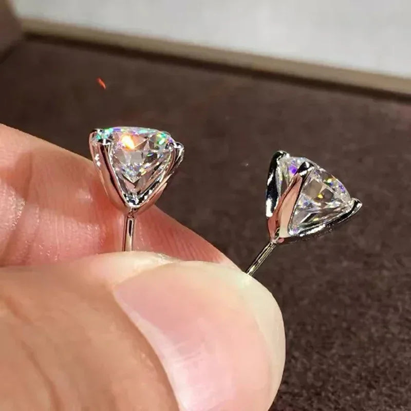 0.5-1 Carat D Color Moissanite Ear Stud Earrings for Women Girls 925 Sterling Silver Sparkling Piercing Earring Fine Jewelry