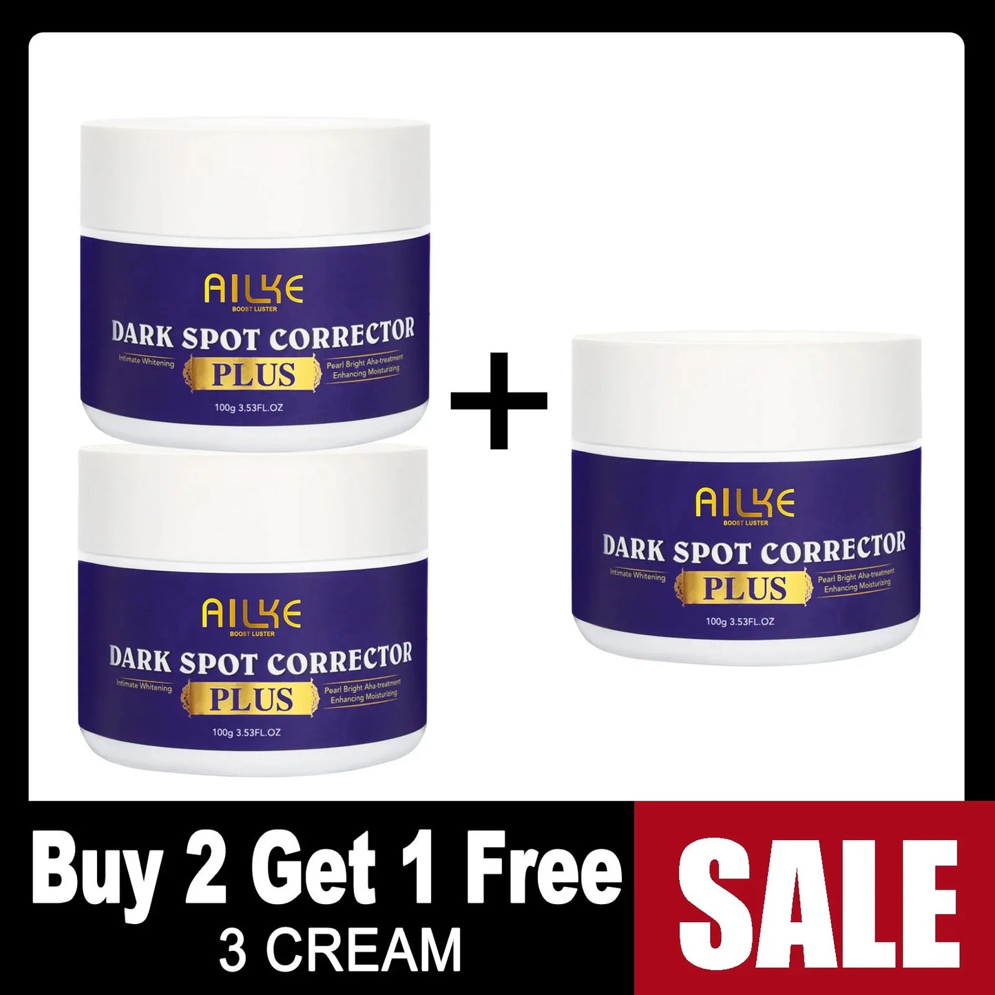 AILKE Stains Remover Face Cream With Glutathione, Lightening Facial Skin Care, Whitening, Reduce Dark Spots, For All Skin Types