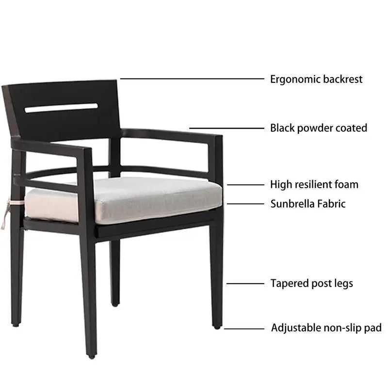 7-Piece Outdoor Patio Aluminum Furniture Set, Modern Dining Set with 4 Dining Chairs, 2 Swivel Rockers, Sunbrella Fabric