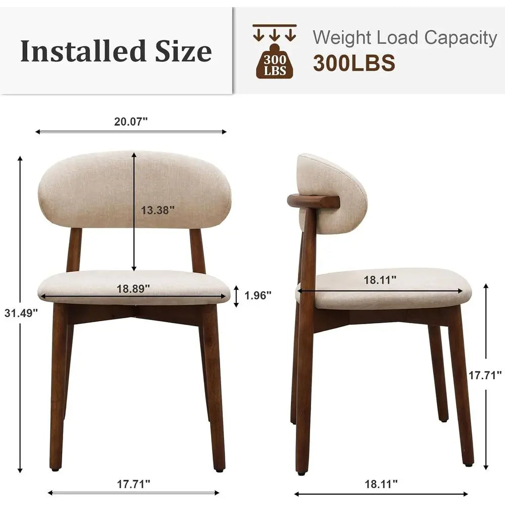 armhouse Dining Chairs Set o 4, Century ern abric Upholstered Kitchen Chairs, Wooden Dining Room Chair with Curved Back or Kitch