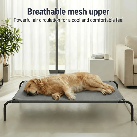 Dog Bed Elevated Dog Bed with Washable Breathable Mesh And Metal Frame, Portable Dog Cot Bed with Nonslip Feet for Outdoor And I