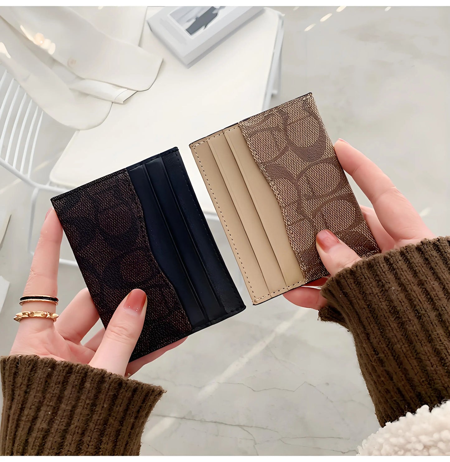 1Pcs PU Leather Card Holder Luxury Design Wallets Slim Compact Multiple Slots Organizer For Bank Cards Cash Women's Wallet Bag