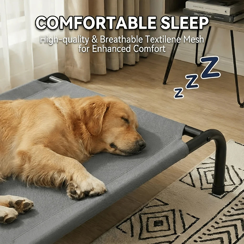 Dog Bed Elevated Dog Bed with Washable Breathable Mesh And Metal Frame, Portable Dog Cot Bed with Nonslip Feet for Outdoor And I