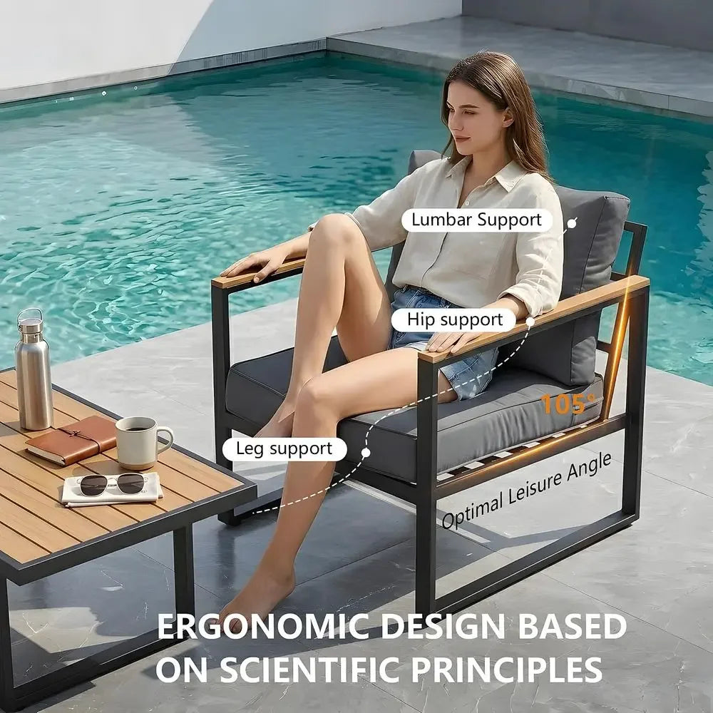 XMSJ Outdoor Patio Furniture Set With Coffee Table And Cushions