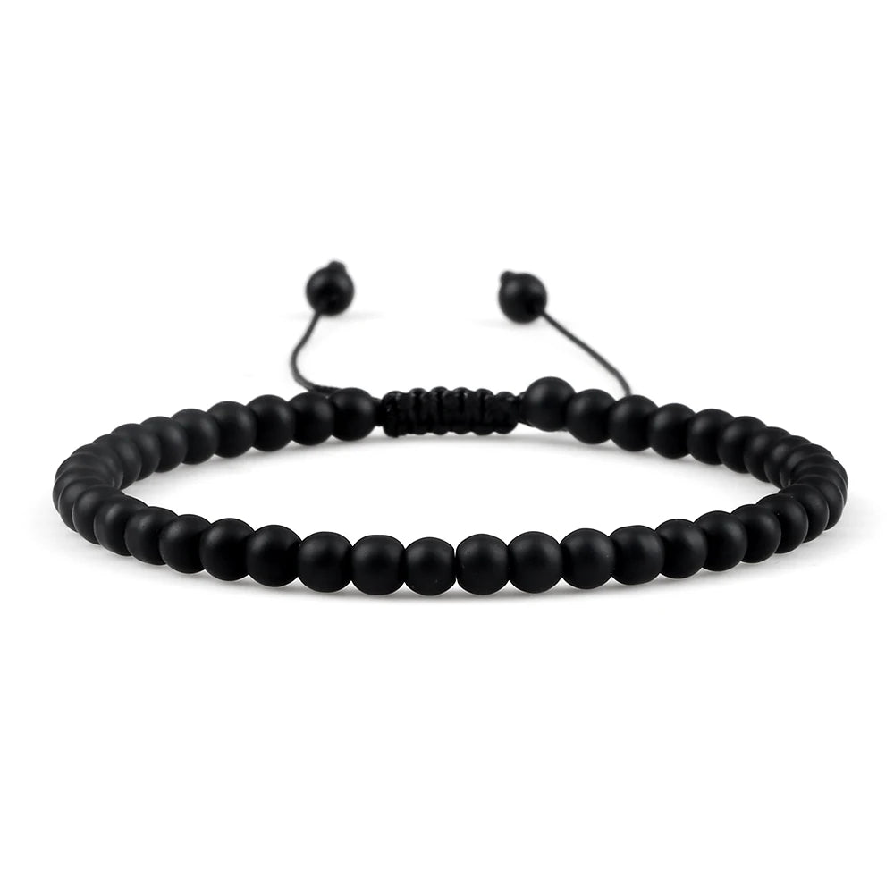 Adjustable Mini Natural Stone Lava Tiger Eye Beaded Bracelets & Bangle for Women Men Chakra Beads Braided Bracelet Charm Jewelry
