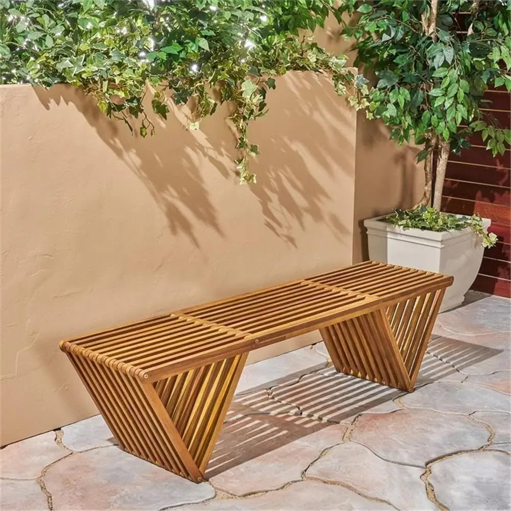 Esme Acacia Wood Patio Bench with Teak Finish by Christopher Knight Home