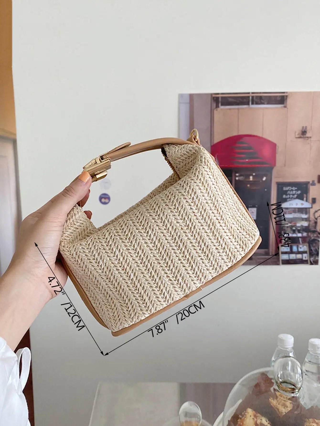 Minimalist Straw Bag For Women Shoulder Crossbody Beach Tote