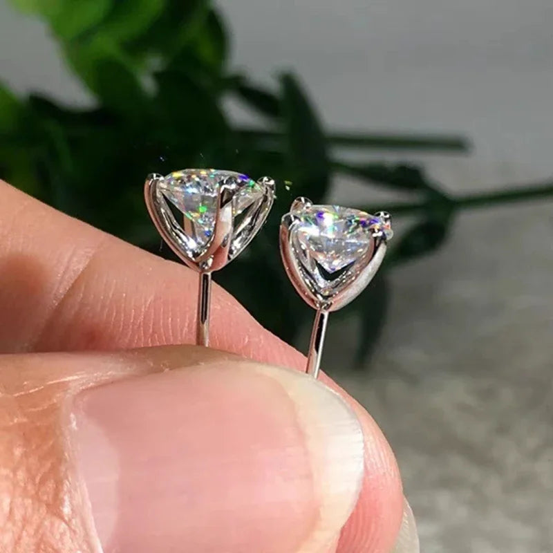 0.5-1 Carat D Color Moissanite Ear Stud Earrings for Women Girls 925 Sterling Silver Sparkling Piercing Earring Fine Jewelry