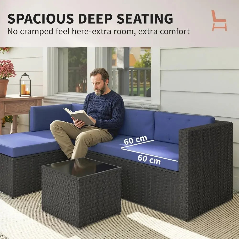 XMSJ 3 Piece Wicker Patio Furniture Set With Glass Top