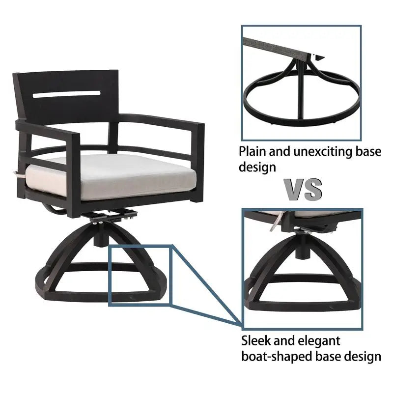7-Piece Outdoor Patio Aluminum Furniture Set, Modern Dining Set with 4 Dining Chairs, 2 Swivel Rockers, Sunbrella Fabric