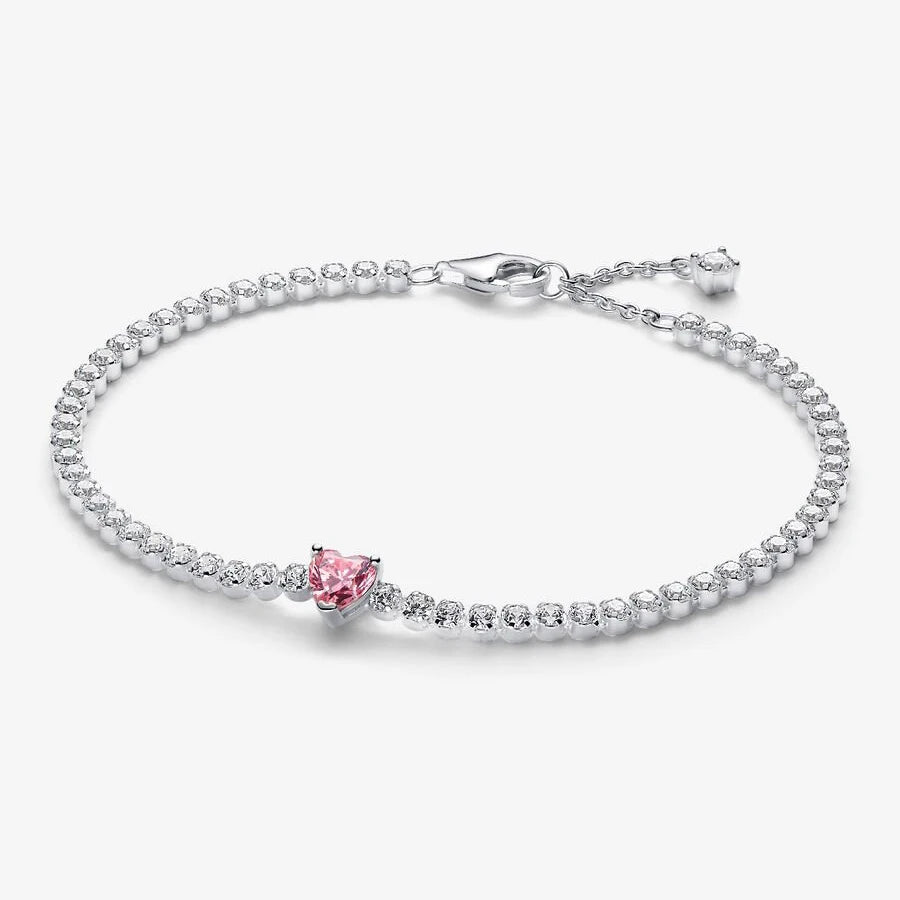 2026 New 925 Silver Heart Eternal Rose Plant Specimen ME Tennis Adjustable Blue Bow Bracelet DIY Exquisite Charm Jewelry Gift